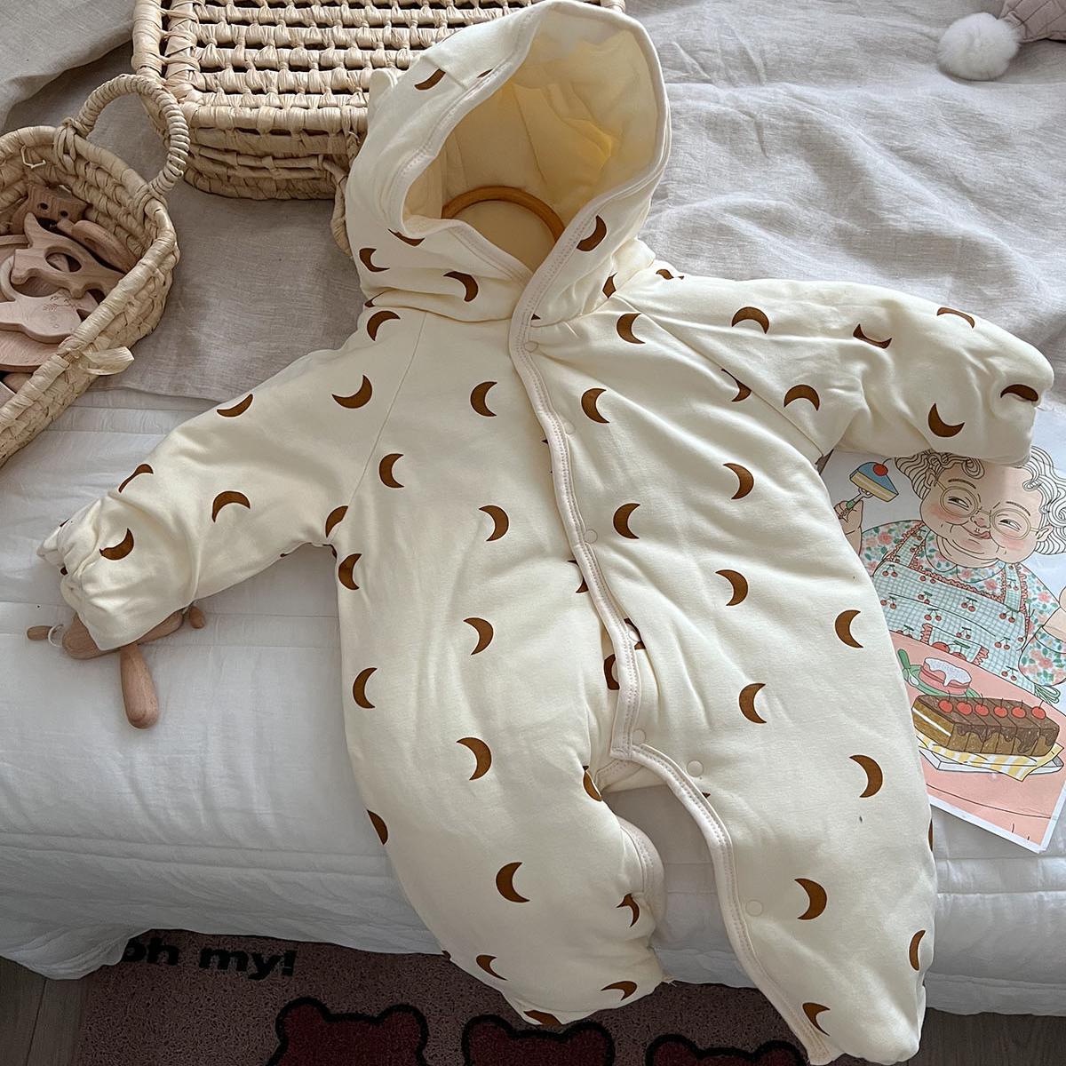 新生婴儿冬季款加绒连体衣棉袄