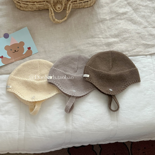 ins婴儿帽子秋冬季韩国宝宝薄款针织套头帽包头护耳帽保暖毛线帽