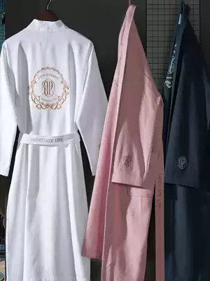 Five-star hotel bathrobe women's long version cotton towel bathrobe Japanese style and wind robe male couple pair pair Pat 2