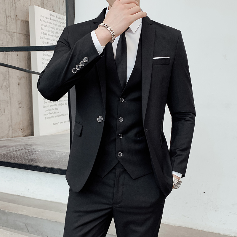 自有工厂永不断货大码西服套装一粒扣工作服套装三件套306-P145，男装西服套装，星座311B