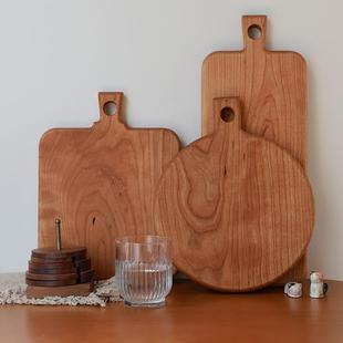 芳与里樱桃木实木整木原木宝宝辅食面包蔬菜水果砧板牛排披萨托盘