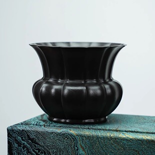 宜兴紫砂筋纹建水紫砂茶渣斗精品可养茶桌茶台茶玩茶道配件茶周边