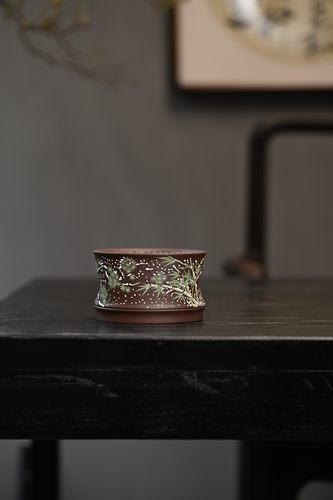 宜兴紫砂【松竹梅温茶炉】精品手工泥绘火烛加热围炉煮家用茶具