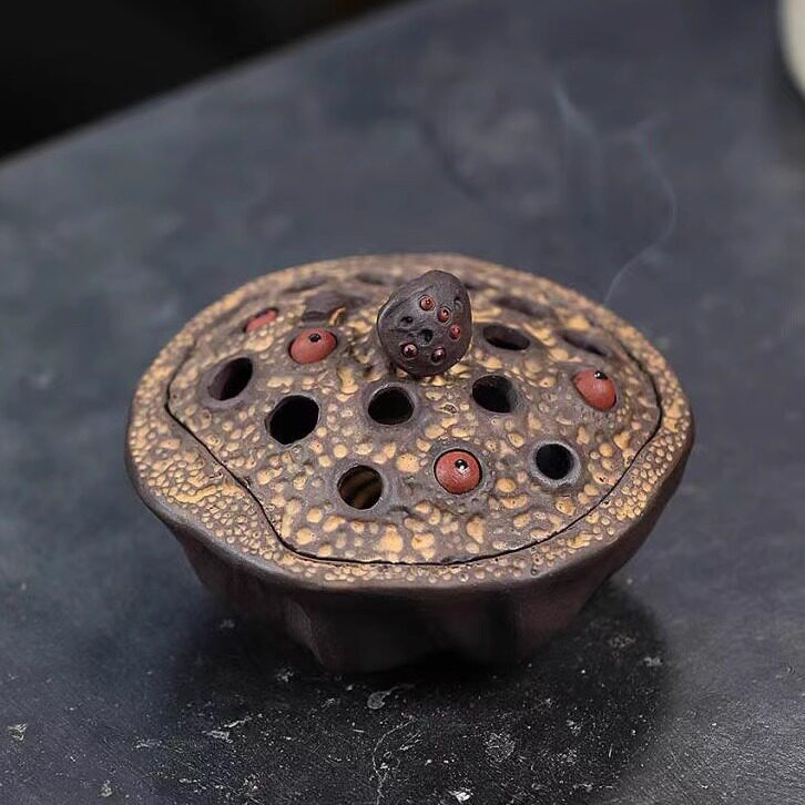 宜兴紫砂仿生莲子香炉精品香薰