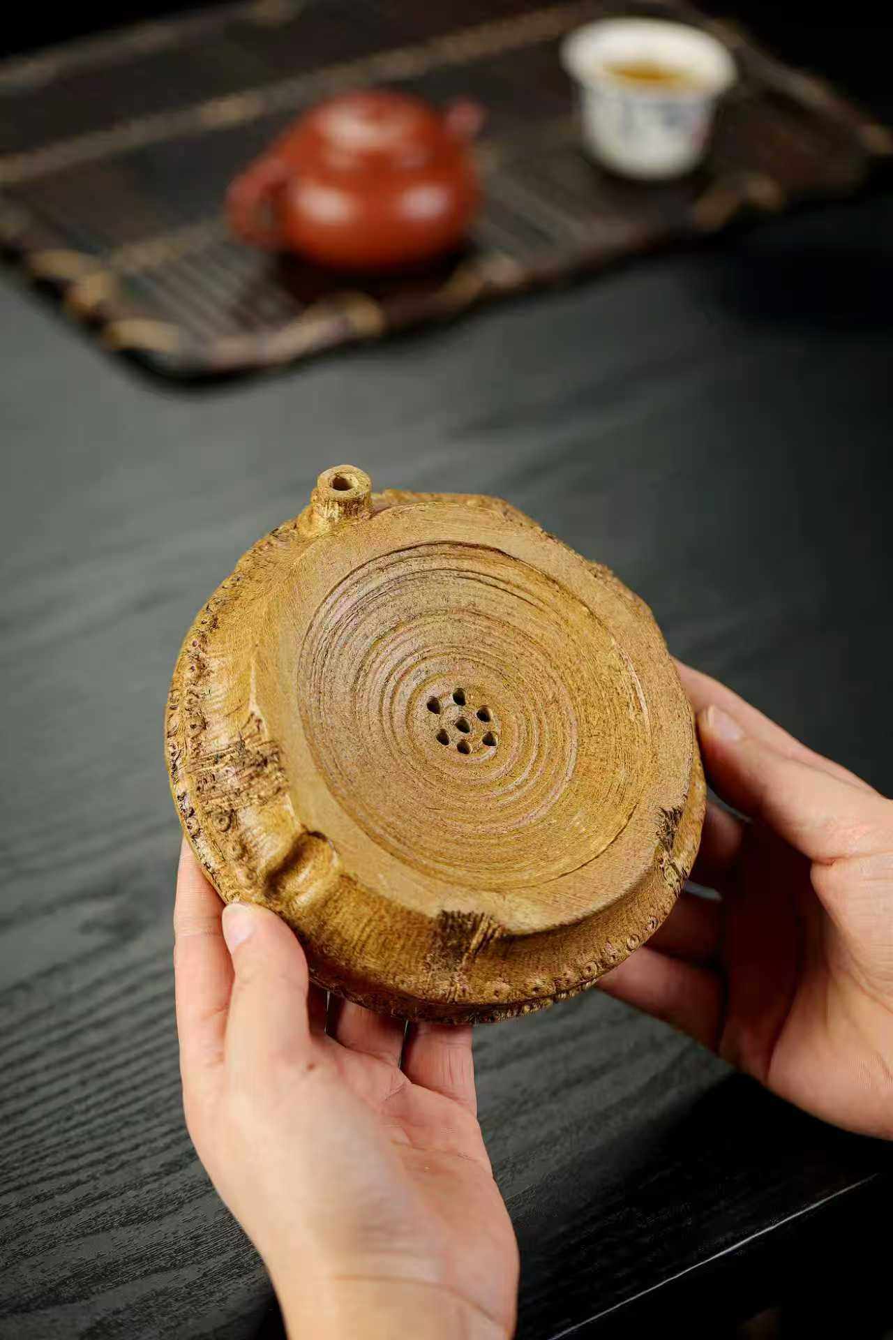 宜兴紫砂壶承竹节干泡盘精品储水式茶盘壶托纯手工家用茶具茶托盘