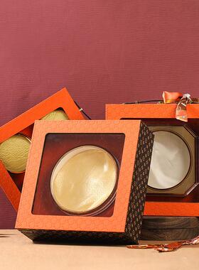 新款比翼双飞橙色手提礼盒皮盒燕窝西洋参石斛海参参茸通用礼品盒