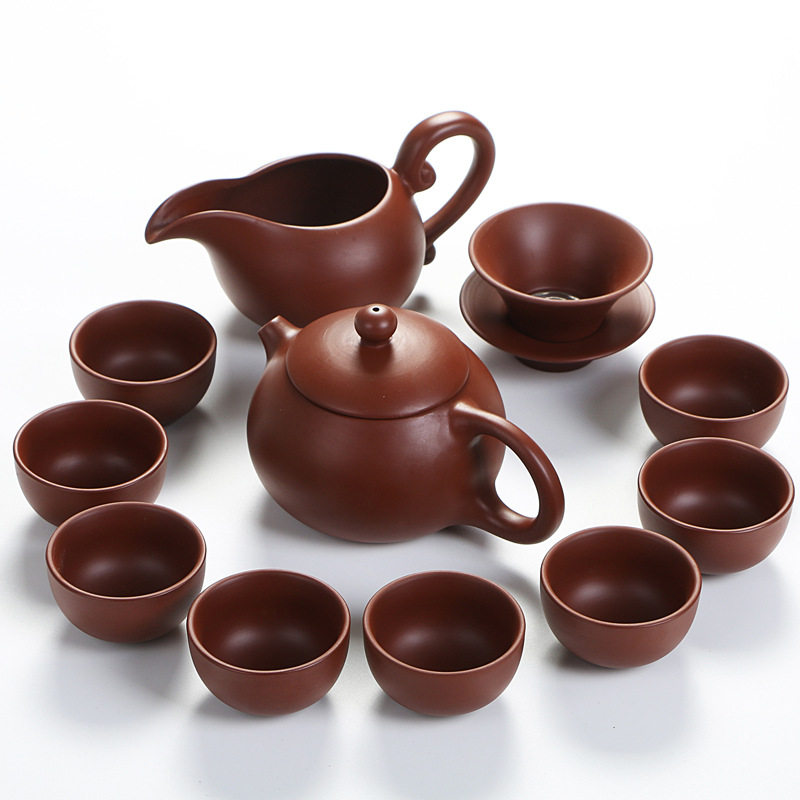 直销高档原矿紫砂茶具套装特价logo礼品功夫壶杯国潮风