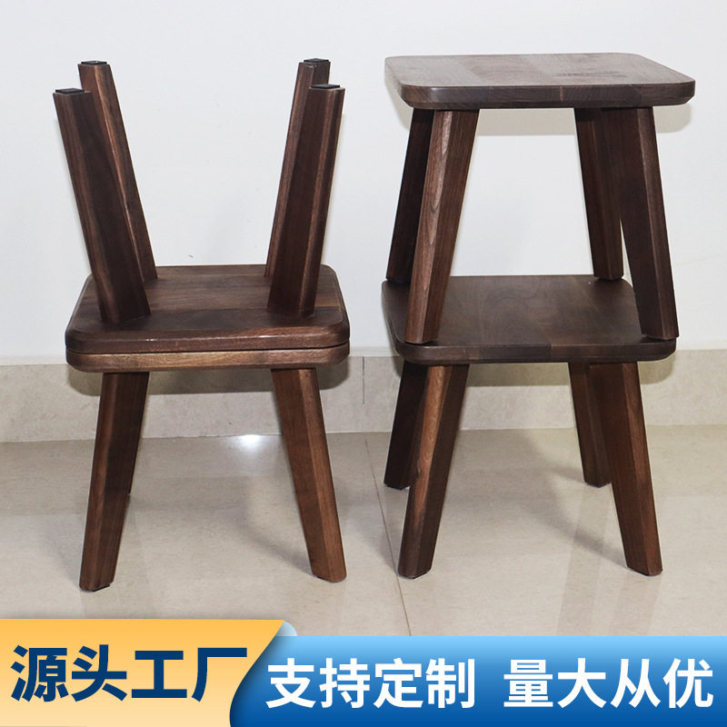 北美黑胡桃木小凳子礼品方凳榫卯实木矮凳儿童换鞋凳钻石凳