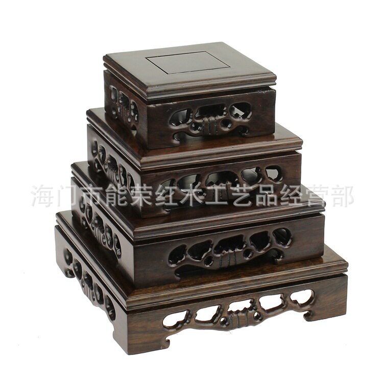 实木正方形摆件底座木雕工艺品