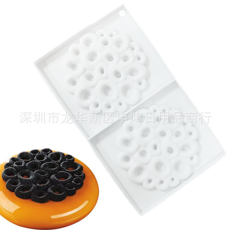 现货圆形花形法式硅胶蛋糕模具