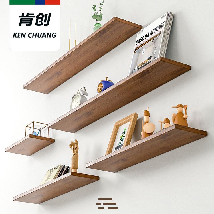 实木搁板墙上置物架卧室书房墙面