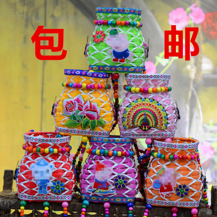 竹编藤编鱼篓挂铃小背篓风铃酒吧