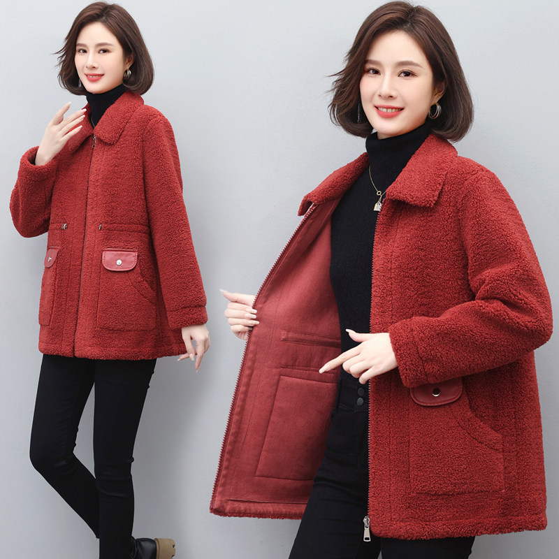 冬季新款皮毛一体中长款风衣女毛棉衣/棉服
