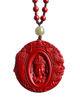 朱砂佛魔一念之间吊坠保真原矿石红色紫金沙本命年男女款项链挂件