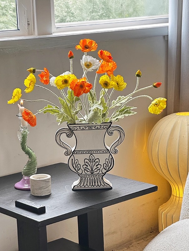 陶瓷花瓶大口径手绘花器桌面玄关装饰摆件插花水养中古覆古感