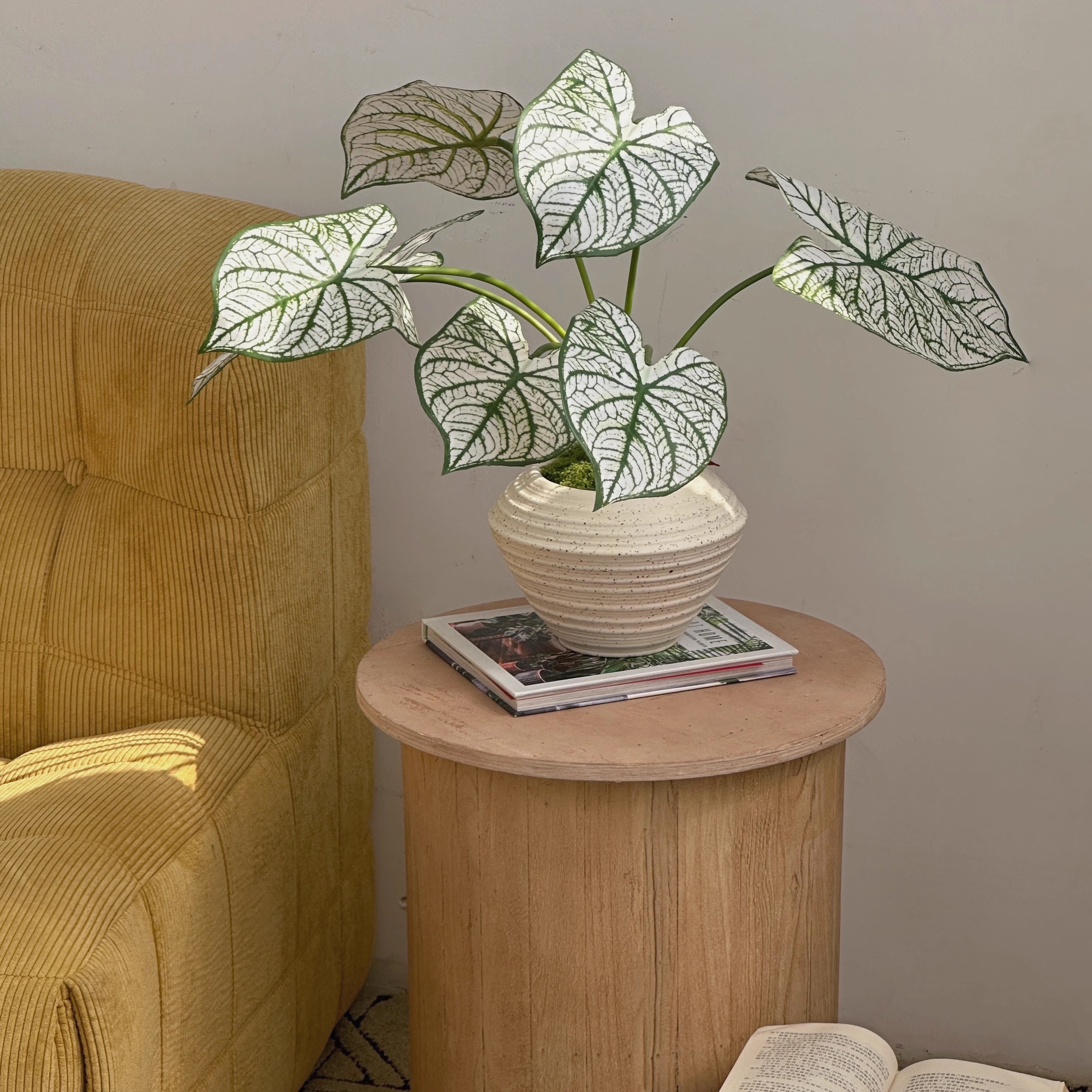 七头彩叶芋仿真植物客厅桌面盆景办公室高级感仿真花插花家居装饰