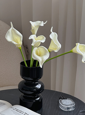 仿真花马蹄莲高级感装饰手感假花白色轻奢家居插花客厅桌面样板房