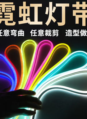 LED柔性霓虹七彩软灯带广告户外防水做发光字造型氛围硅胶线灯条