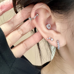 WYNNE’S闪亮甜心流星锆石耳钉爱心耳蜗钉满钻麻花耳圈日常养耳饰