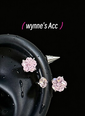 WYNNE’S钛合金柔雾粉樱花耳钉
