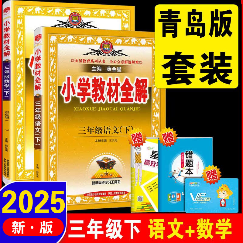 2025新版 小学教材全解三年级下册数学全解 青岛版(六三制)3三年级下册语文人教部编版教材全解 同步辅导资料教材教辅书三年级全套