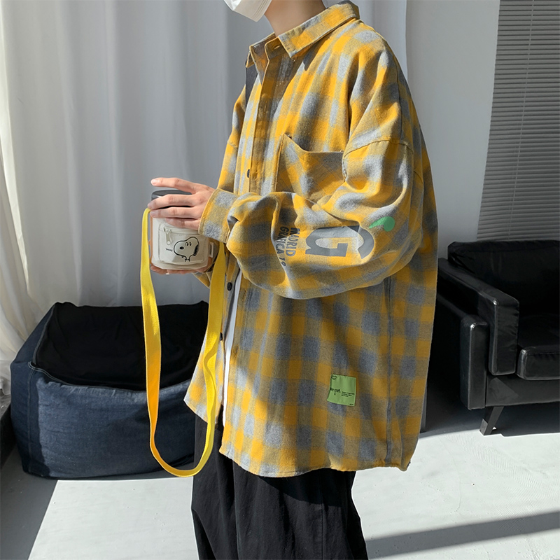 男士青少年格子长袖衬衫时尚百搭外套男CS05P45，男装衬衫，星座410(原411)