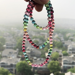 碧玺手链女天然正品梦幻荧光色三圈彩虹渐变多蓝色多圈纯净体5m+