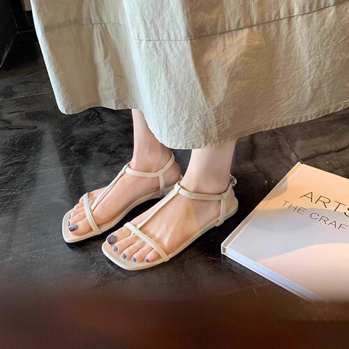 羊皮版法式绝美凉鞋女夏季