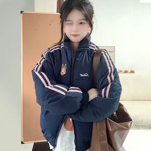 2025冬季新款羽绒棉服女大童初中高中学生宽松立领棉袄面包服外套