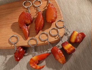 过家家玩具PVC仿真食物食品模型假鸡翅猪蹄烧鸡背包钥匙圈扣挂件