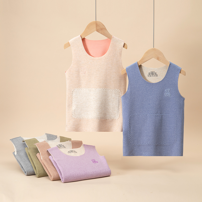 儿童保暖背心羊绒蚕丝秋冬款内穿男童女童德绒护肚小女孩加绒马甲