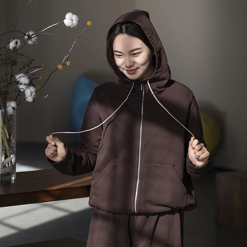 原创加绒宽松棉质休闲帽衫