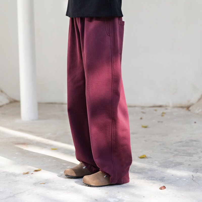 雨文她城原创秋冬棉质简约风宽松筒裤女多色薄绒松紧腰休闲裤,女装/女士精品,卫裤,淘宝优惠券,粉丝福利购,淘宝优惠卷