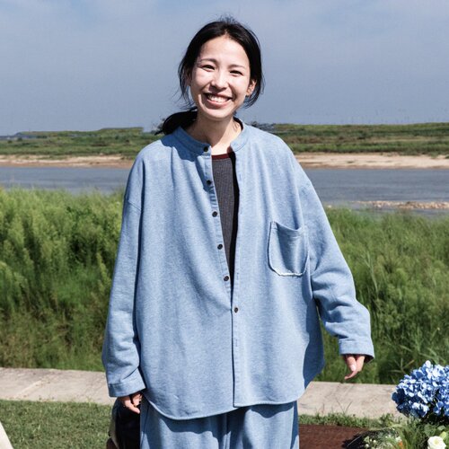 雨文她城纯棉立领开衫女卫衣