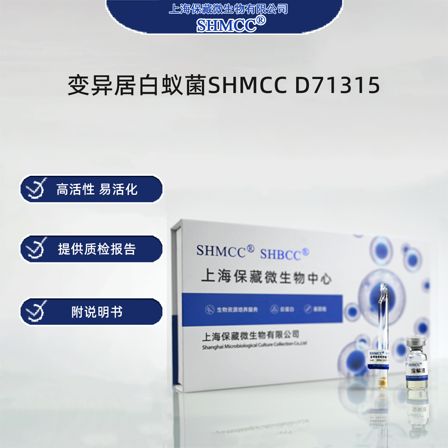 变异居白蚁菌SHMCC D71315 0代标准菌种冻干粉