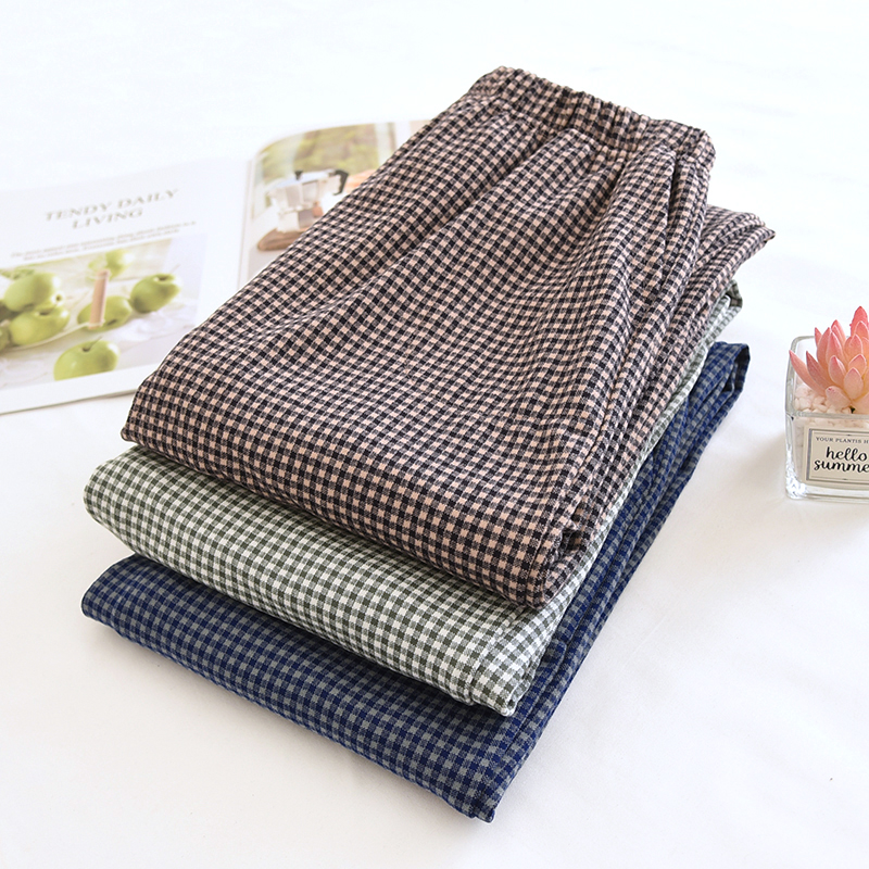 男士德绒春秋冬季格子睡裤长裤