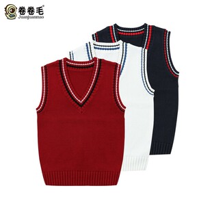 儿童背心马甲春秋季英伦大童装学院风女童中小学生装班服男童毛衣