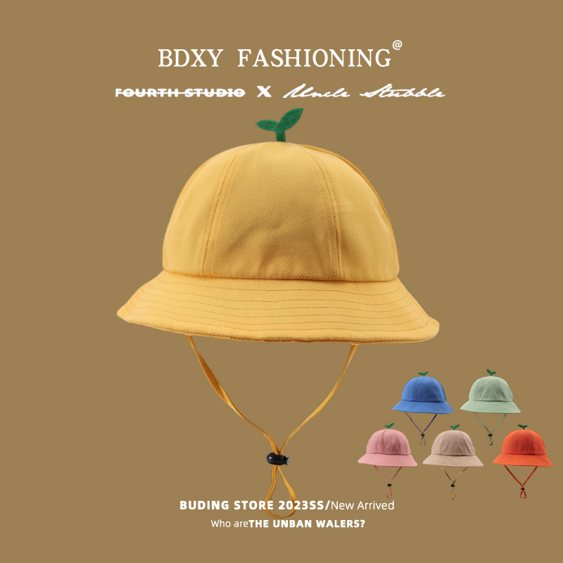 儿童渔夫帽春秋薄款幼儿园小黄帽婴儿防晒帽男女童太阳帽宝宝帽子