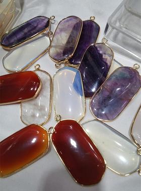 情侣天然彩莹水晶玛瑙项链吊坠