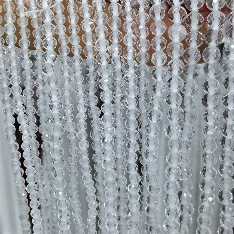 小码珠天然白水晶切面硬切刻面圆珠散珠手链项链耳环配件饰品配饰