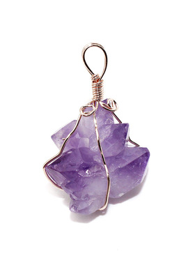 情侣紫水晶晶簇花吊坠