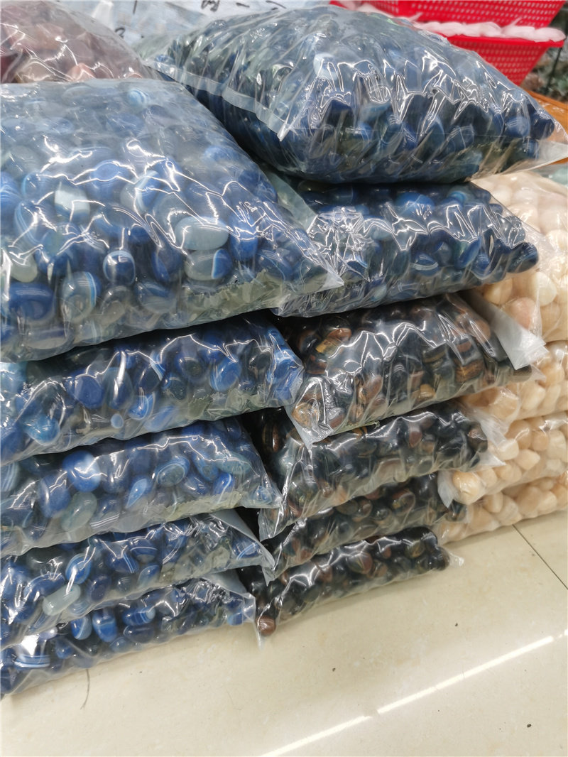 天然水晶玛瑙粉晶蛋白滚石不规格随形裸石圆滑不定形鱼缸家居装饰