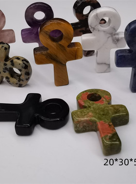 欧美水晶安卡十字架项链饰品配件