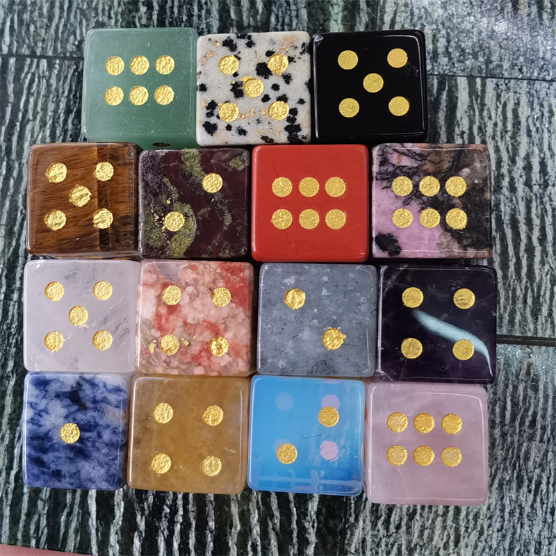 16MM水晶玛瑙原石装饰摆件骰子