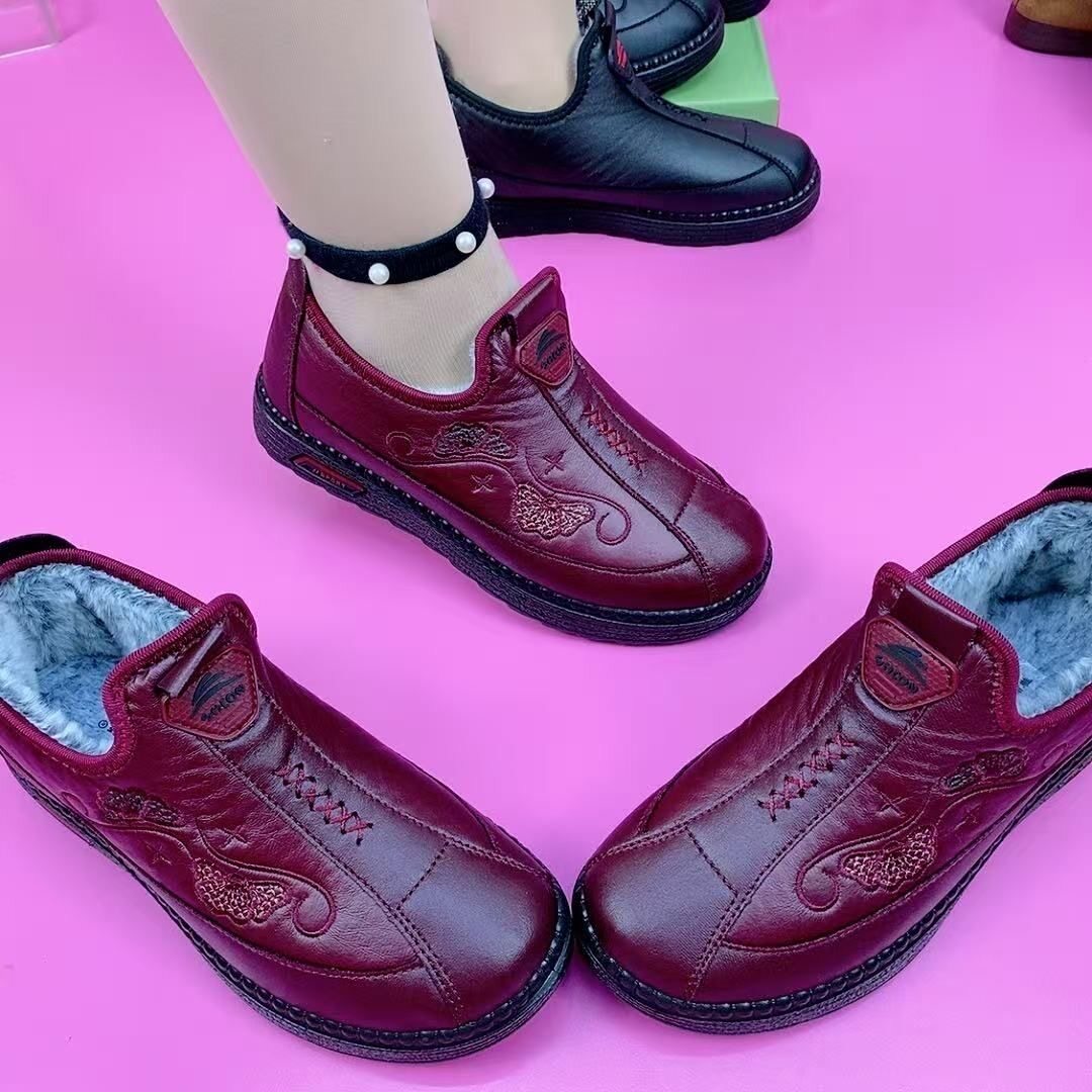 老北京布鞋女棉鞋冬加绒加厚防滑中老年妈妈软底老太太奶奶保暖鞋