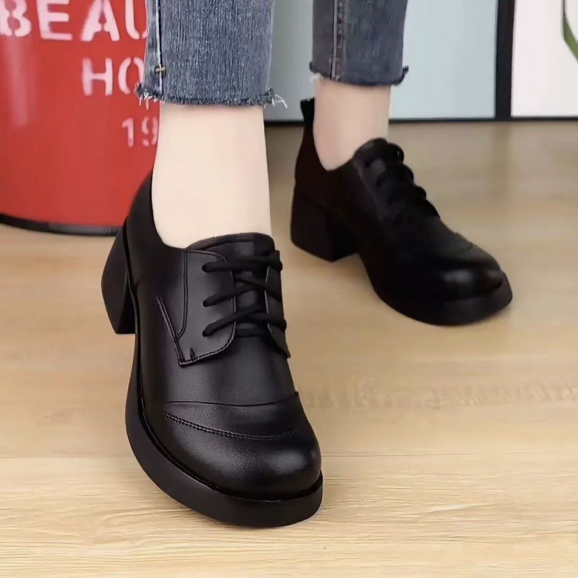 2026春秋新款英伦风女鞋软皮舒适皮鞋圆头时尚单鞋软底妈妈工作鞋,女鞋,深口单鞋,淘宝优惠券,粉丝福利购,淘宝优惠卷