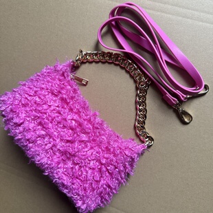 外贸出口通勤斜挎包手提包毛茸茸包毛绒包链条包女包闺蜜礼物