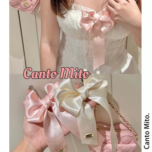 Chris 韩国半糖奶酪甜心少女感日杂风缎面波点蝴蝶结百搭气质发夹