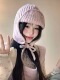 Chris 粉色护耳针织毛线帽女秋冬季 显脸小保暖飞行雷锋帽韩系氛围