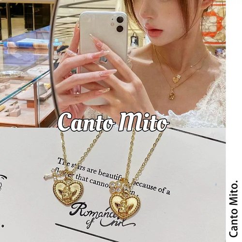 Chris 日系纯爱公主龙心同款丘比特爱心甜美十字架锆石气质项链